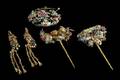 Five Gilt Metal and Cloisonne Hair Ornaments