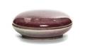 A Peach Bloom Glazed Porcelain Seal Paste Box and Cover