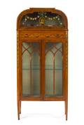 An Edwardian Painted Satinwood Vitrine Cabinet