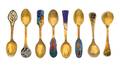 A Set of Eight Danish SilverGilt and Enamel Christmas Spoons