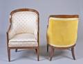 216 PAIR OF BIEDERMEIER STYLE WALNUT VENEERED BERGERES