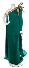 A JeanLouis Scherrer Green and Gold Single Shoulder Evening Gown