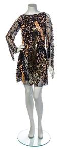A Christian Lacroix Beaded Mini Dress and Multicolor Fur