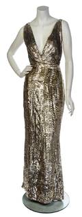 A Christian Dior Metallic Gold Evening Gown