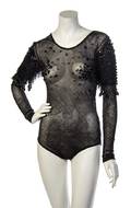 A Chloe Black Mesh and Beaded Leotard
