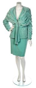 A Bruce Oldfield Seafoam Green Velveteen Suit