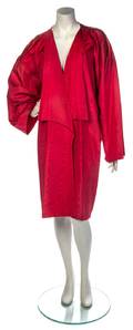 An Emanuel Ungaro Red Taffeta Coat