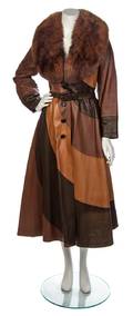 An Emanuel Ungaro Brown Leather Trench Coat