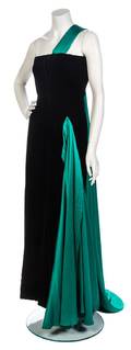 A Jacqueline de Ribes Black Velvet Evening Gown