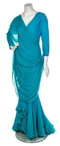 A Jackie O Teal Silk Evening Gown