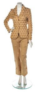 An Issey Miyake Tan Egg Carton Pant Suit