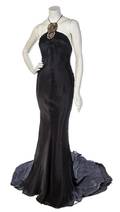 A Naeem Khan Black Bias Cut Halter Gown