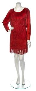 A Mario Valentino Red Suede Fringe Dress