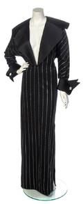 A Pierre Cardin Black Silk Tuxedo Gown