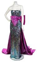A Pierre Cardin Iridescent Sequin Knit and Purple Taffeta Evening Ensemble