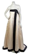 A Ted Lapidus Cream and Black Strapless Gown