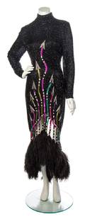 A Bob Mackie Black Sequin Arrow Dress