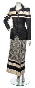 A Bill Blass Black and Cream Beaded Ensemble