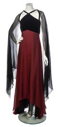 A Bill Blass Black and Burgundy Evening Gown