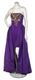 A Bellville Sasson Lorcan Mullany Purple Short Strapless Gown
