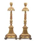 A Pair of Italian Neoclassical Giltwood Altar Candlesticks