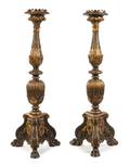 A Pair of Neoclassical Style Parcel Gilt Prickets
