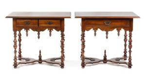 Two William  Mary Style Walnut Side Tables