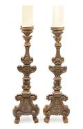 A Pair of Italian Neoclassical Giltwood Prickets