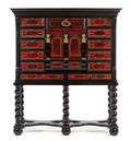 A Flemish Baroque Tortoise Shell Veneered Ebony Cabinet on Stand