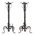 A Pair of Large Wrought Iron Andirons