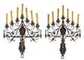 A Pair of Wrought Iron SevenLight Sconces