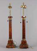 A Pair of Empire Style Metal Mounted Composition ColumnForm Table Lamps