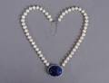 78 CARVED MOGHUL SAPPHIRE DIAMOND AND PEARL NECKLACE