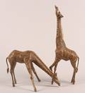 Two Contemporary Bronze Giraffe Sculptures
