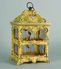 A Ceramic Faience Hanging Birdcage