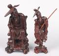Two Chinese Carved Wood Figures of Fishermen