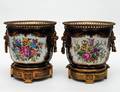 74 PAIR OF SEVRES STYLE PORCELAIN CACHEPOTS