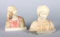 A Group of Two Carved Alabaster Busts of Young Women
