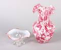 A Group of Two Pieces of Ruffled Glass