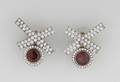 A Pair of Ladys 14 Karat White Gold Diamond and Rhodolite Garnet Earrings M  J Savitt