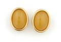 A Pair of Ladys 14 Karat Yellow Gold and Golden Jadeite Earrings