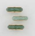 Three Yellow Gold and Green Jadeite Rings