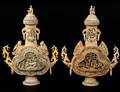 154 PAIR OF CARVED IVORY VASES AND COVERS