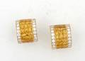 A Pair of Ladys 18 Karat Yellow Gold Yellow Sapphire and Diamond Earclips