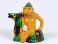 137 UNUSUAL GLAZED BISCUIT FIGURAL TEA POT