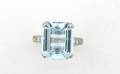 A Ladys 14 Karat White Gold Aquamarine and Diamond Ring
