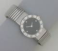 A Ladys Stainless Steel and Diamond Bracelet Watch Bulgari