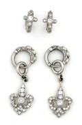 Two Pairs of Platinum and Diamond Hoop Earrings Loree Redkin