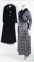 An Oscar de la Renta Navy and Silver Plaid Dress Ensemble