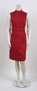 Norman Norell Red Linen Shift Dress